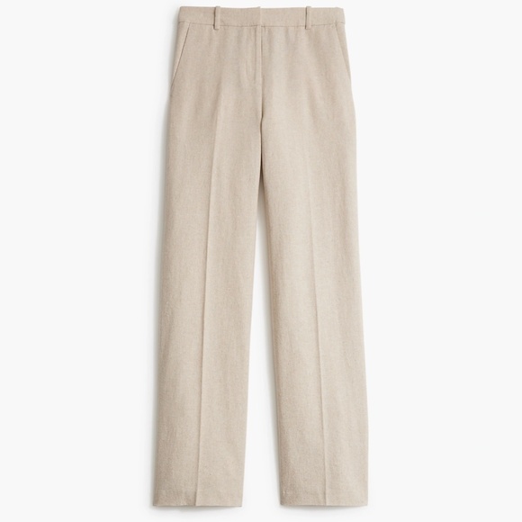 New JCREW Size 10 Tall Linen Blend Remy High-Rise Wide-Leg Pant Flax $118 CJ925 - Picture 1 of 3